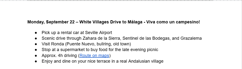 detailed itinerary 1