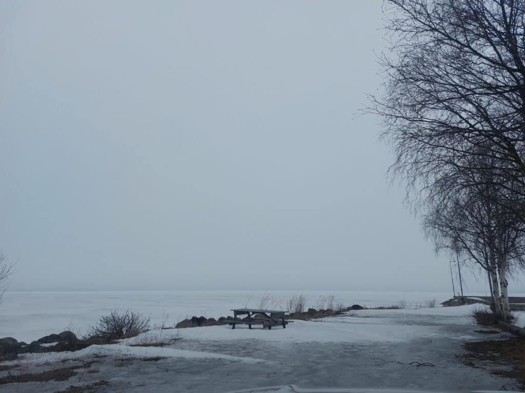 Sweden in winter frozen sea melancholic scenery