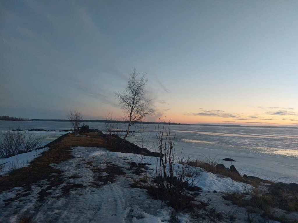 frozen sea Sweden in winter